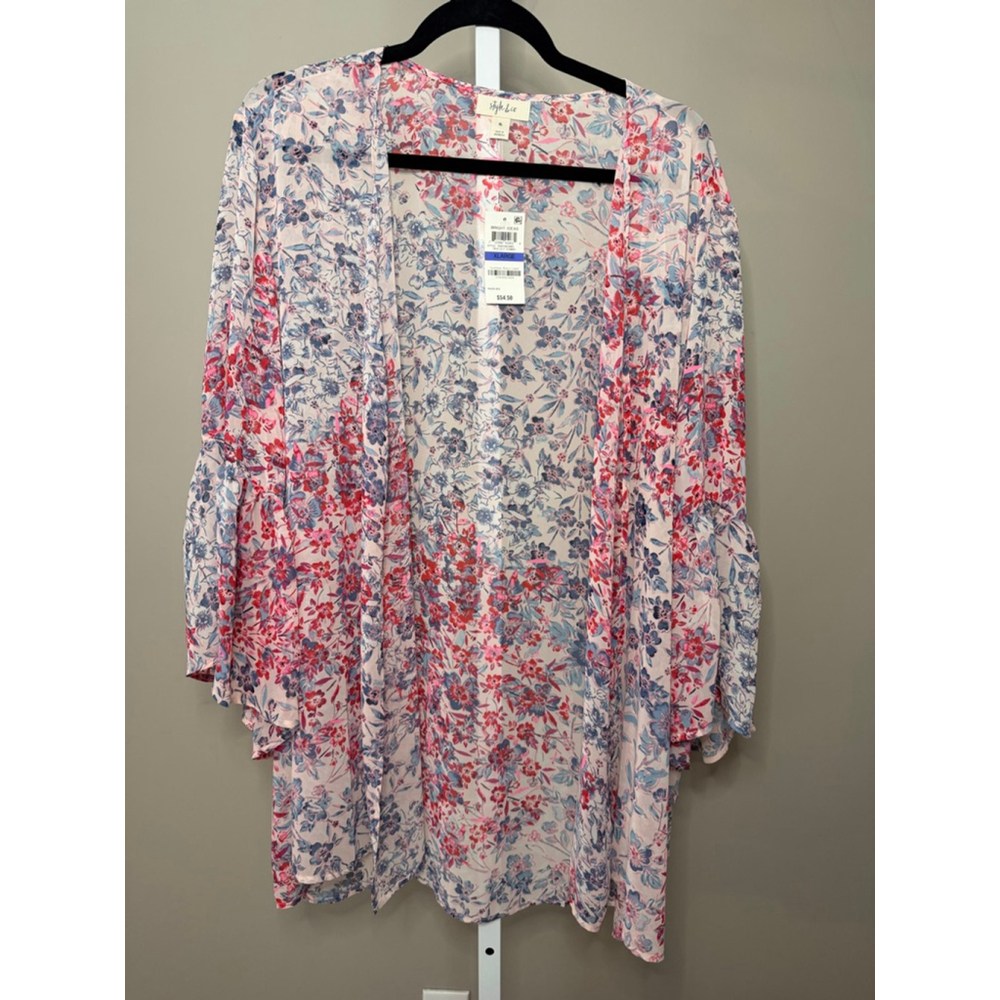 Women's Style & Co Floral Kimono Shrug XL Pink Blue
